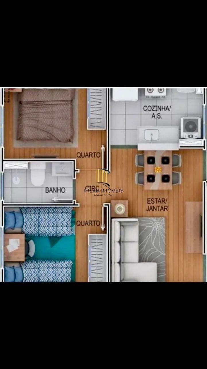Apartamento de 2 quartos no andar térreo semi mobiliado em Gravataí