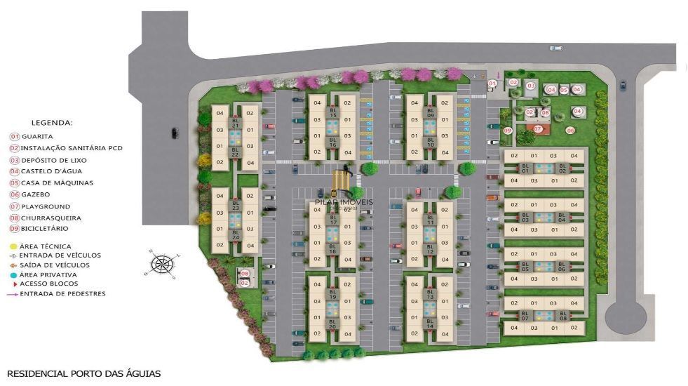 PORTO NOBRE vende apartamento PORTO DAS ÁGUIAS, de 2 dormitórios, com área privativa, na Restinga, Zona Sul.