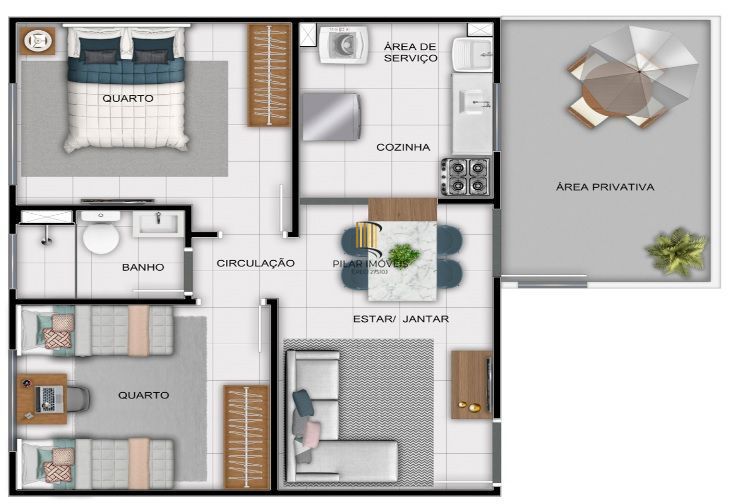 PORTO NOBRE vende ótimo apartamento PORTO LA PAZ, com 2 dormitórios e pátio, na Região da Protásio.