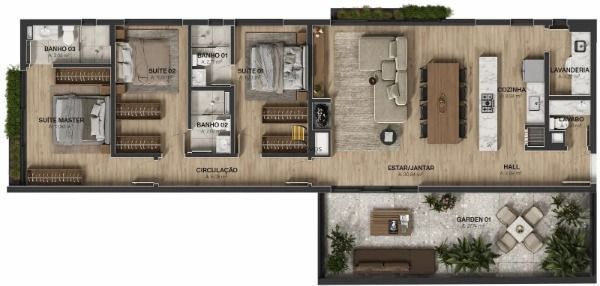 Apartamento em Porto Alegre, no bairro Tristeza, com 3 dormitório(s), e 3 banhei