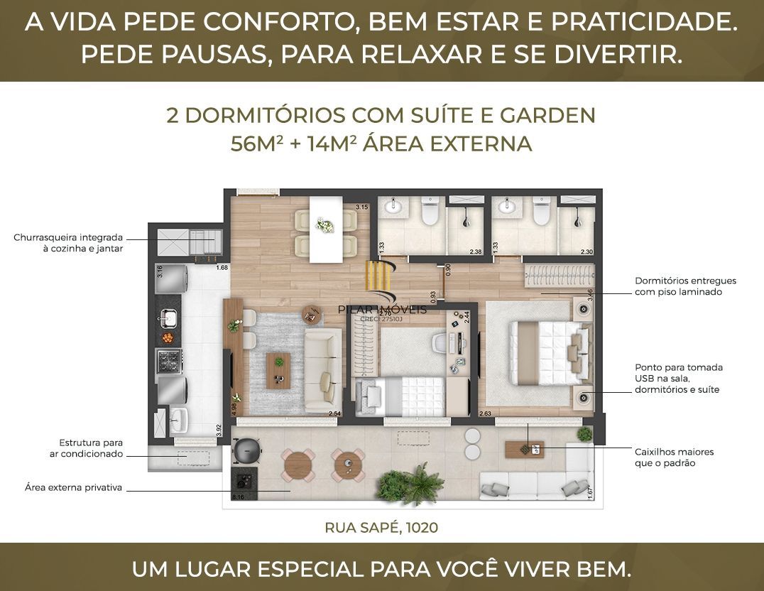 Apartamento Garden 2 Dorms | 70m² | Altos da Germânia, POA