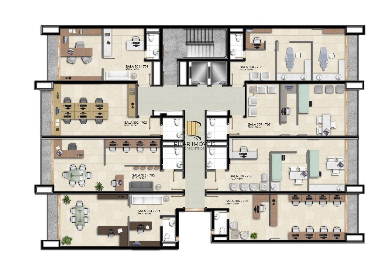 Conjunto/Sala para Venda - 44.02m², 0 dormitórios, 1 vaga - Menino Deus