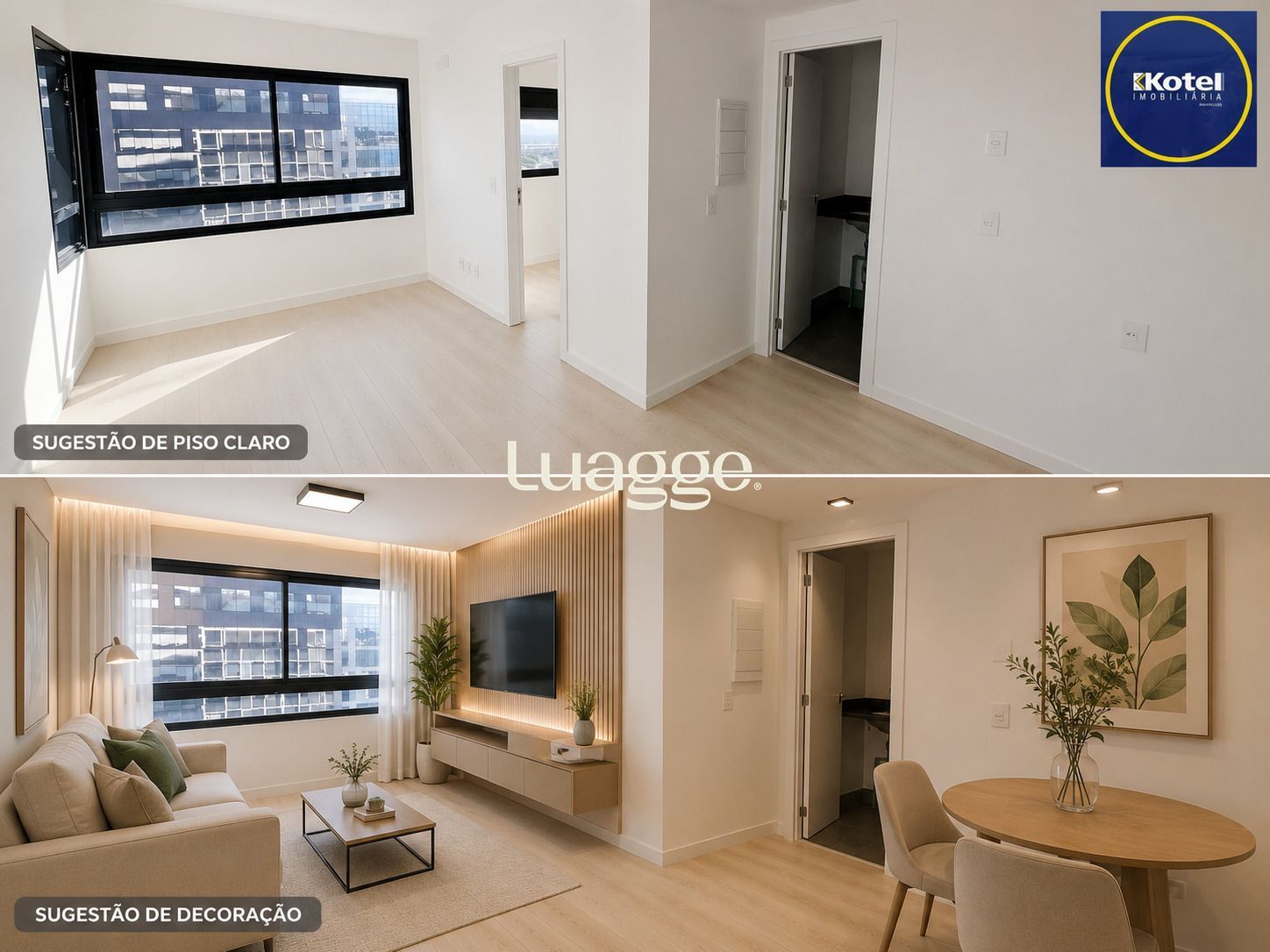 Sugestão de decoração por IA - mobilia e piso não inclusos.
