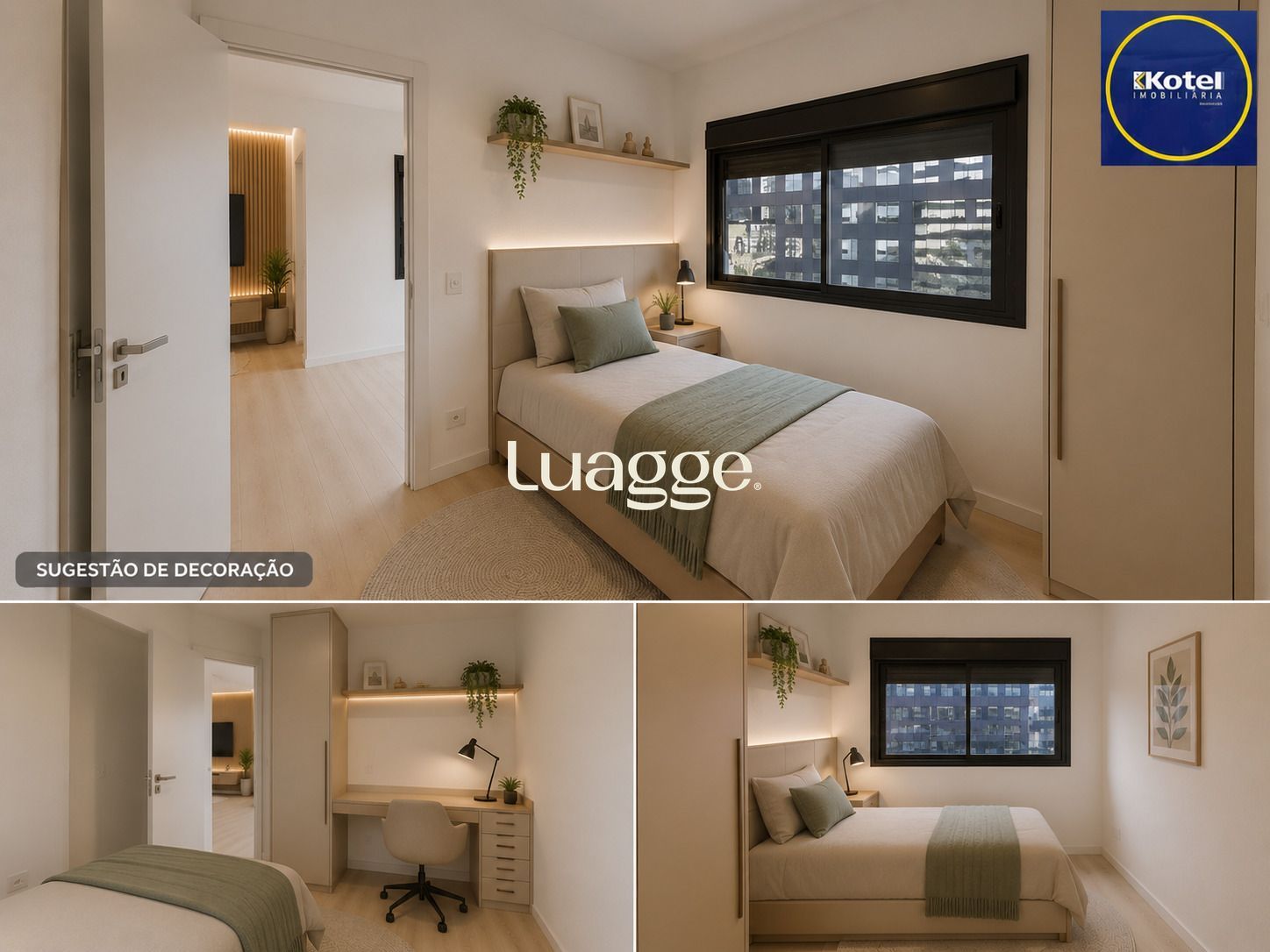 Sugestão de decoração por IA - mobilia e piso não inclusos.