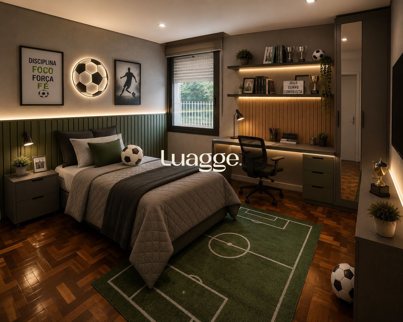 Sugestão de decoração por IA. Mobílias e projeto não inclusos.