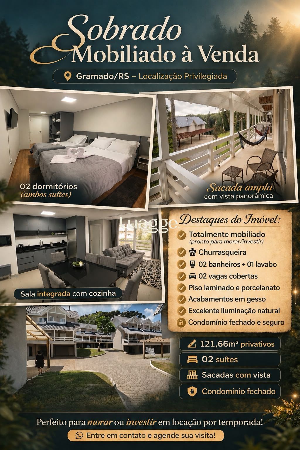 Vendo sobrado em Gramado, Mobiliado, 2 banheiros e 1 lavabo!