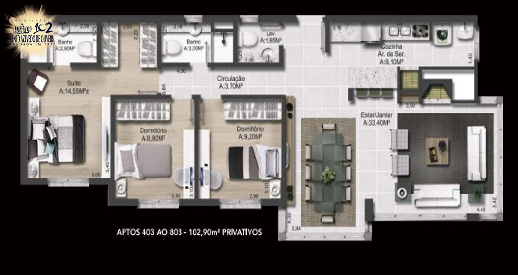 Apartamento, 3 quartos, 102 m² - Foto 3