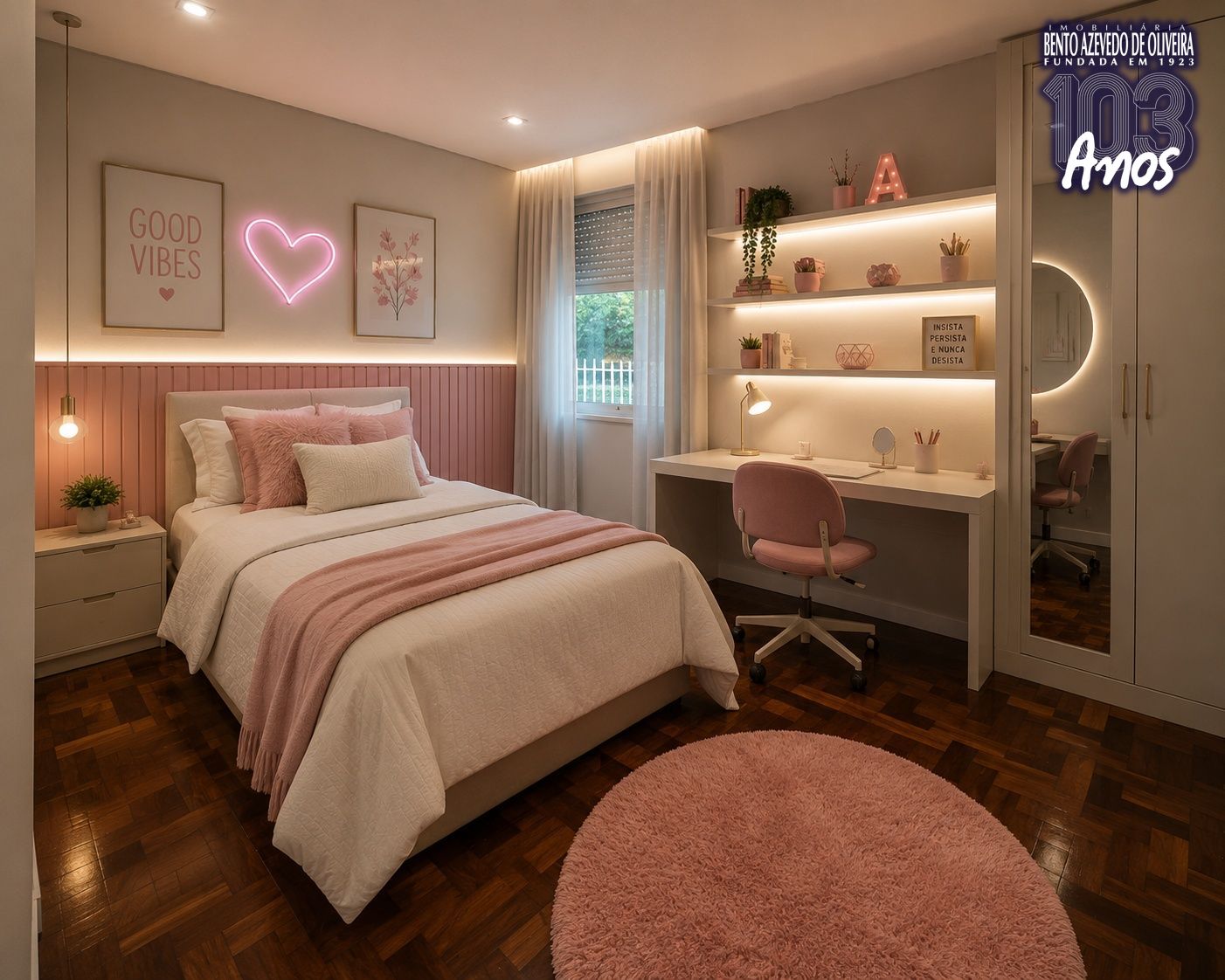 Sugestão de decoração por IA. Mobílias e projeto não inclusos.