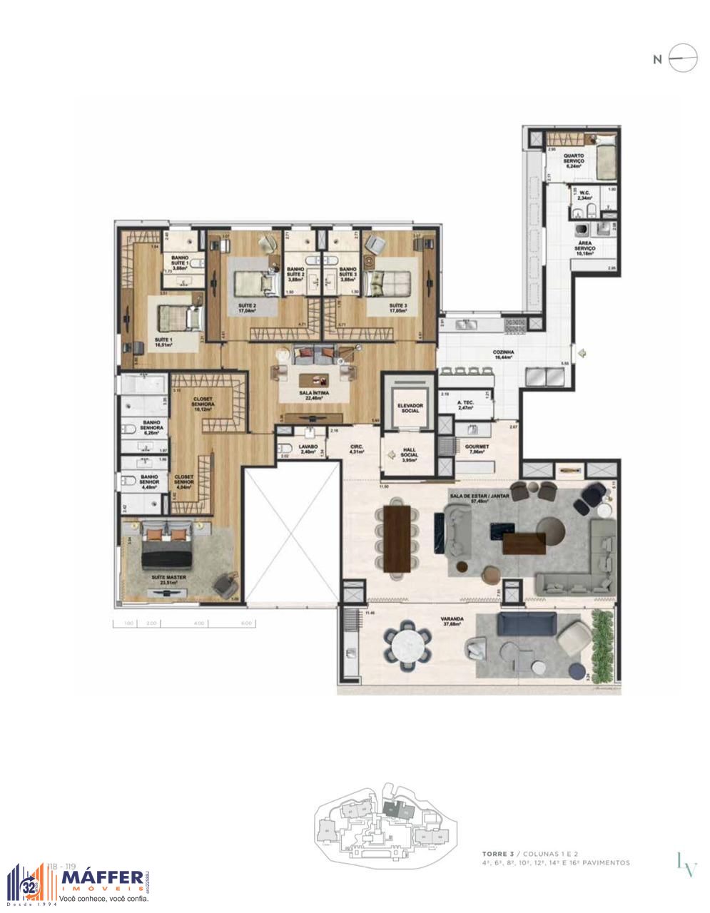 Apartamento, 4 suítes, à venda, 329 m², Cristal - Porto Alegre — foto 5