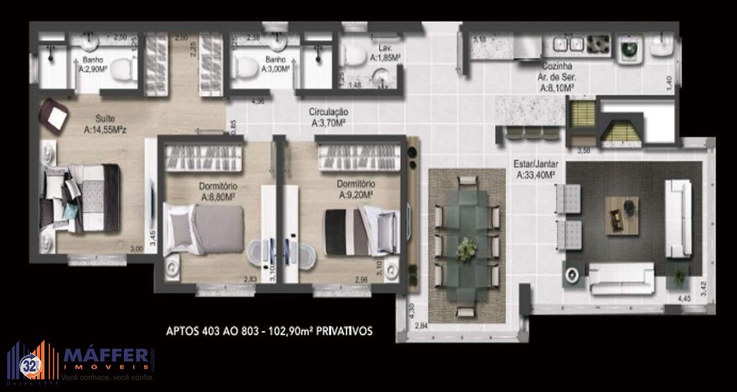Apartamento, 3 quartos, à venda, 103 m², Santa Tereza - Porto Alegre — foto 3