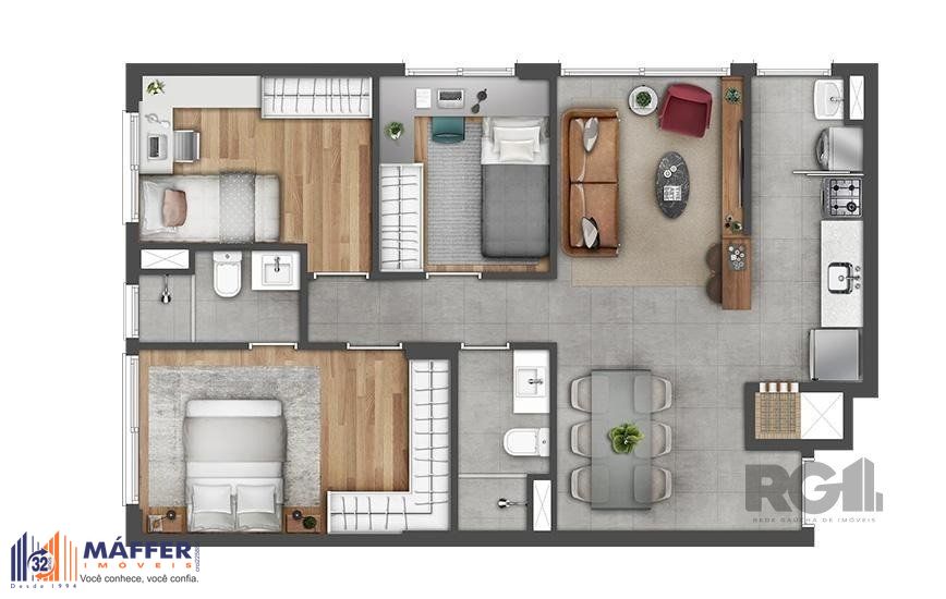 Apartamento, 3 quartos, à venda, 70 m², Jardim do Salso - Porto Alegre — foto 4