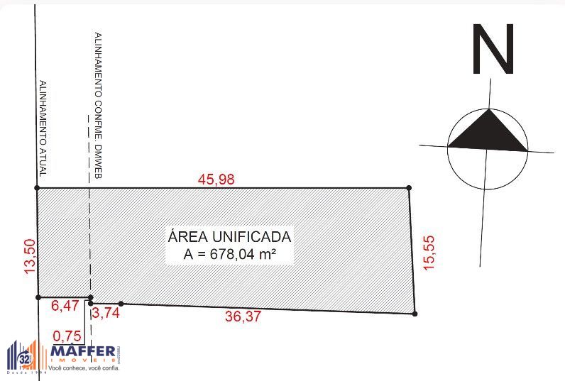 MÁFFER IMÓVEIS ALUGA – EXCELENTE TERRENO COMERCIAL COM 678,04 m² NO MOINHOS DE VENTO!  📍 Rua Félix da Cunha