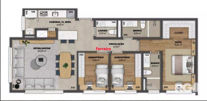Apartamento, 3 quartos, à venda, 88 m², Estância Velha - Canoas — foto 2