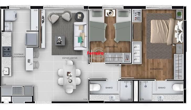 Apartamento, 2 quartos, à venda, 61 m², Marechal Rondon - Canoas — foto 3
