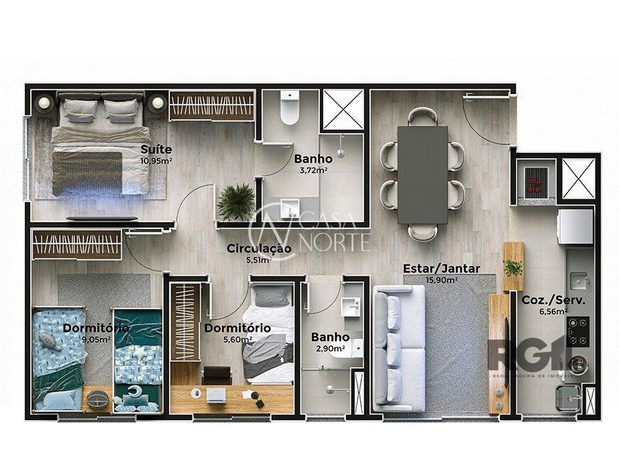 Apartamento à venda com 3 quartos, 71m², 1 suíte, 2 vagas, Rua Doutor Campos Velho no bairro Cristal em Porto Alegre