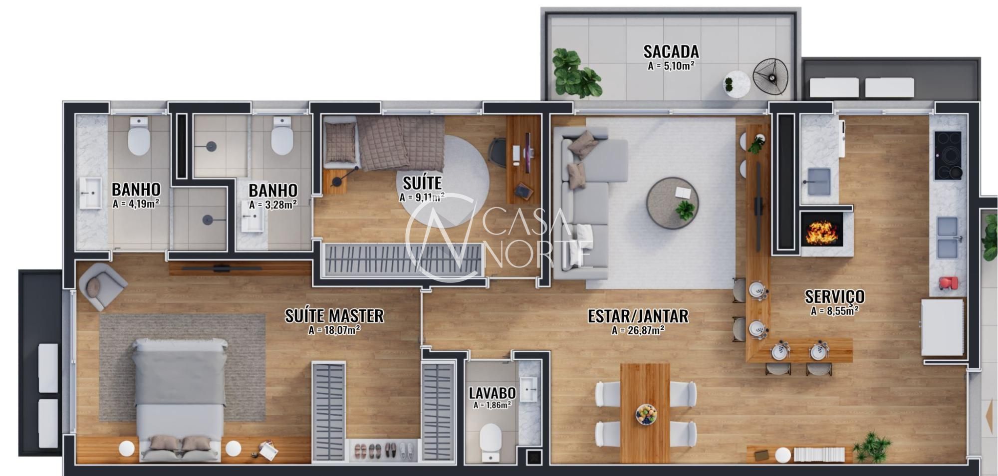 Apartamento à venda com 2 quartos, 96m², 2 suítes, 2 vagas, Rua José Gomes no bairro Tristeza em Porto Alegre