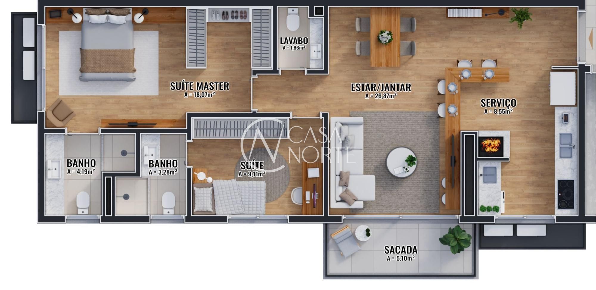 Apartamento à venda com 2 quartos, 96m², 2 suítes, 2 vagas, Rua José Gomes no bairro Tristeza em Porto Alegre