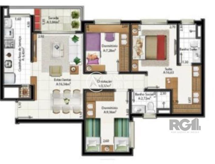 Apartamento à venda com 3 quartos, 81m², 1 suíte, 1 vaga, Rua Piauí no bairro Santa Maria Goretti em Porto Alegre