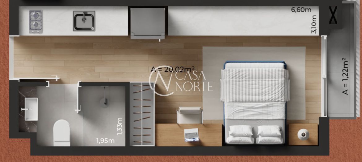 Apartamento à venda , 25m², Borges de Medeiros no bairro Praia de Belas em Porto Alegre