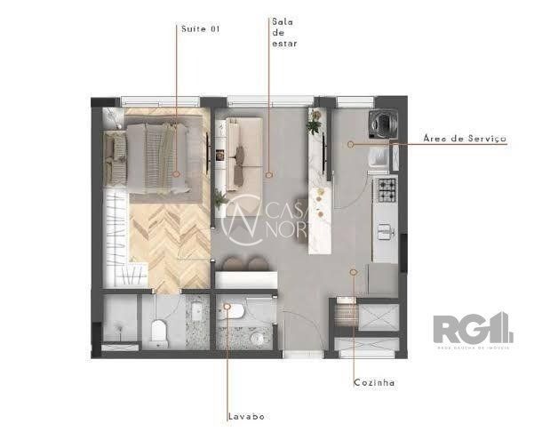 Apartamento à venda com 1 quarto, 42m², 1 suíte, 1 vaga, Travessa Carmen no bairro Floresta em Porto Alegre