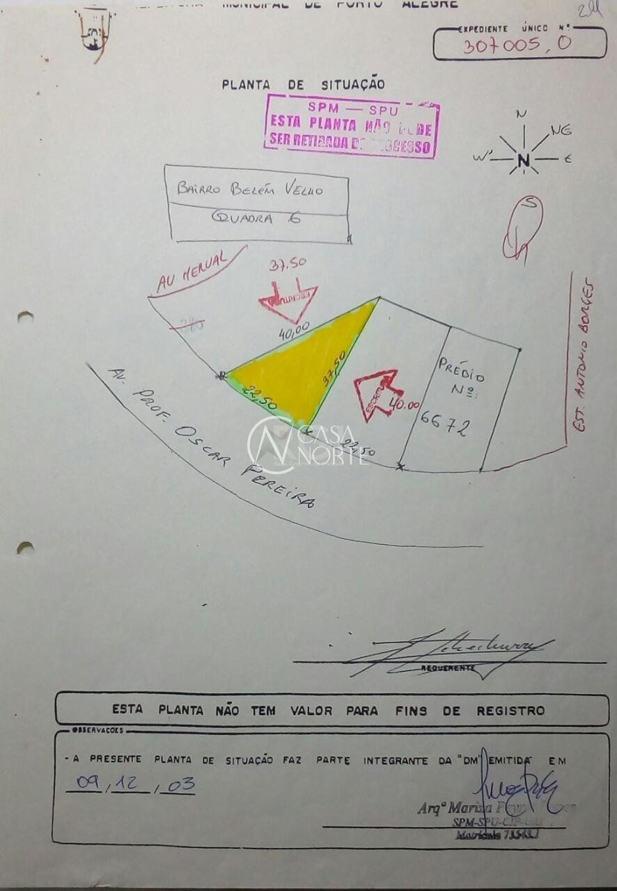 Terreno à venda  com 414m², Avenida Professor Oscar Pereira no bairro Azenha em Porto Alegre