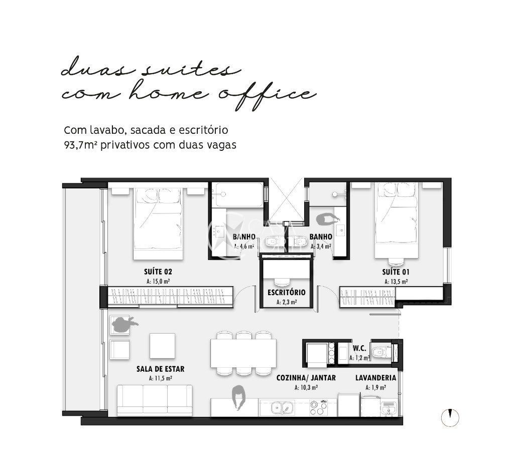 Apartamento à venda com 2 quartos, 93m², 1 suíte, 2 vagas, Rua Amelia Teles no bairro Petrópolis em Porto Alegre