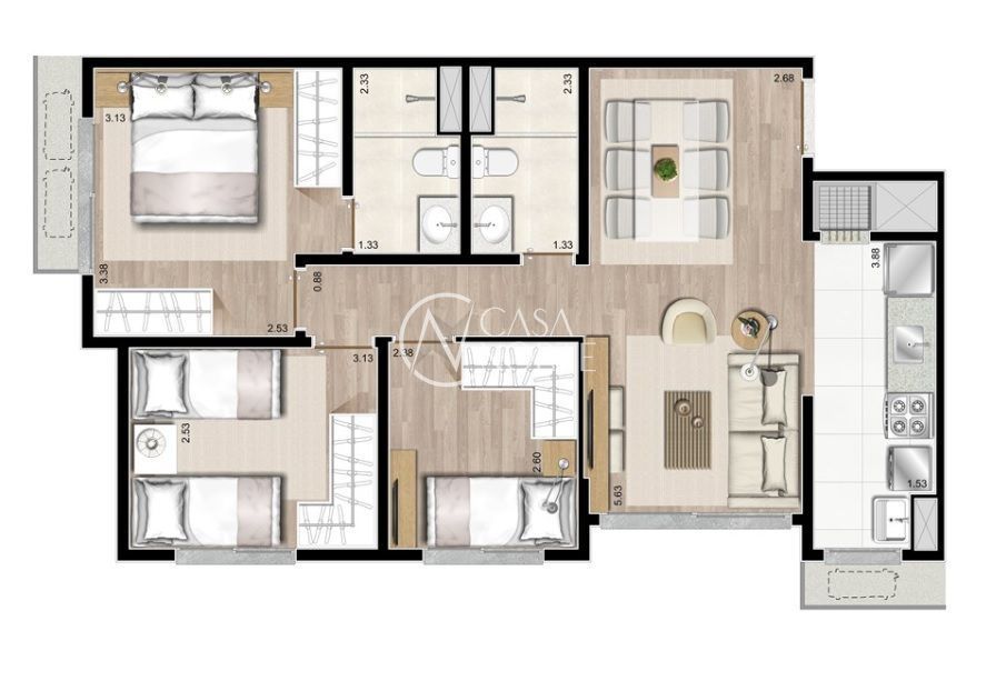 Apartamento à venda com 3 quartos, 1 suíte, 1 vaga, Rua Sapê no bairro Passo da Areia em Porto Alegre