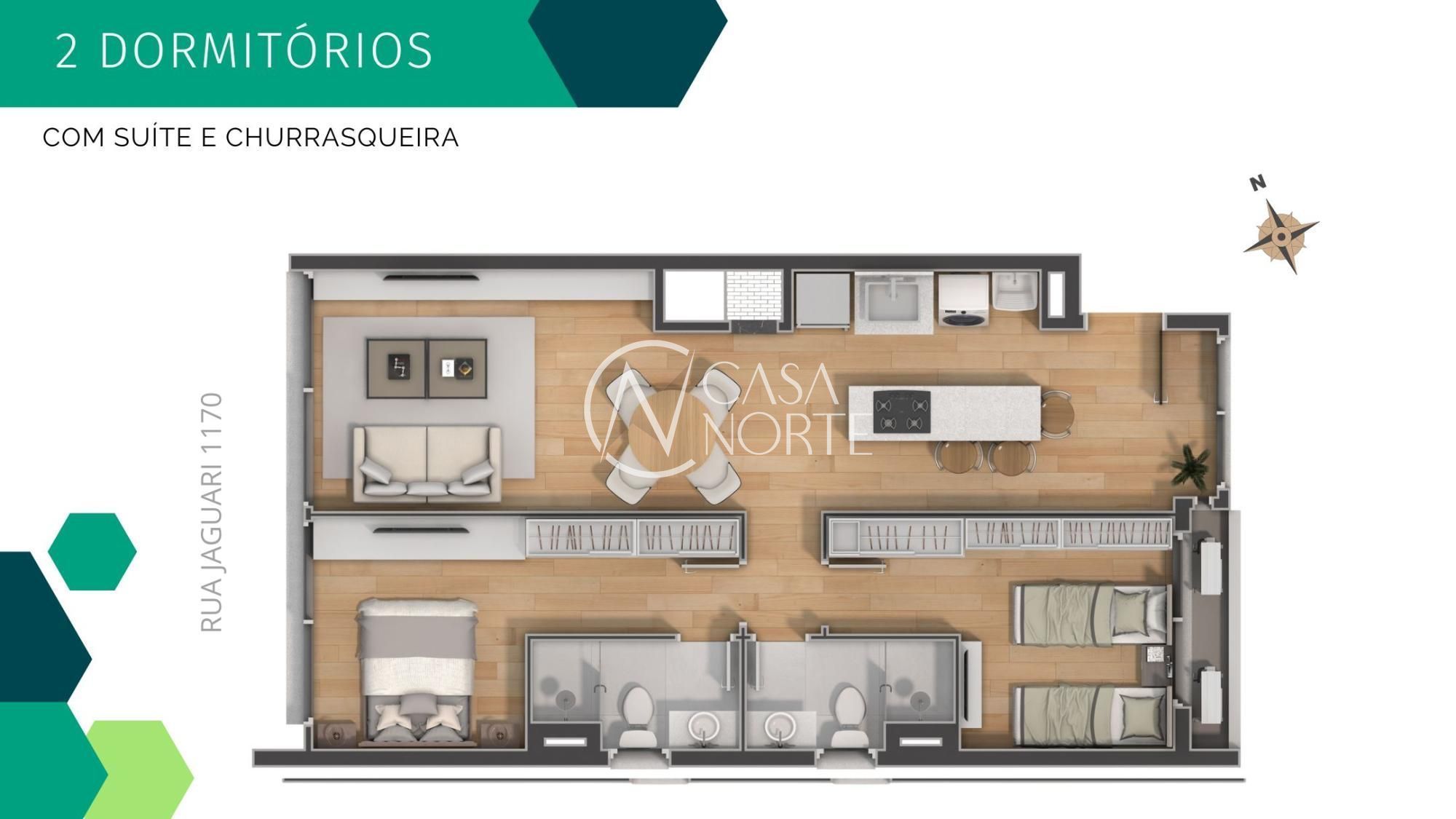 Apartamento à venda com 2 quartos, 68m², 1 suíte, 2 vagas, Rua Jaguari no bairro Cristal em Porto Alegre