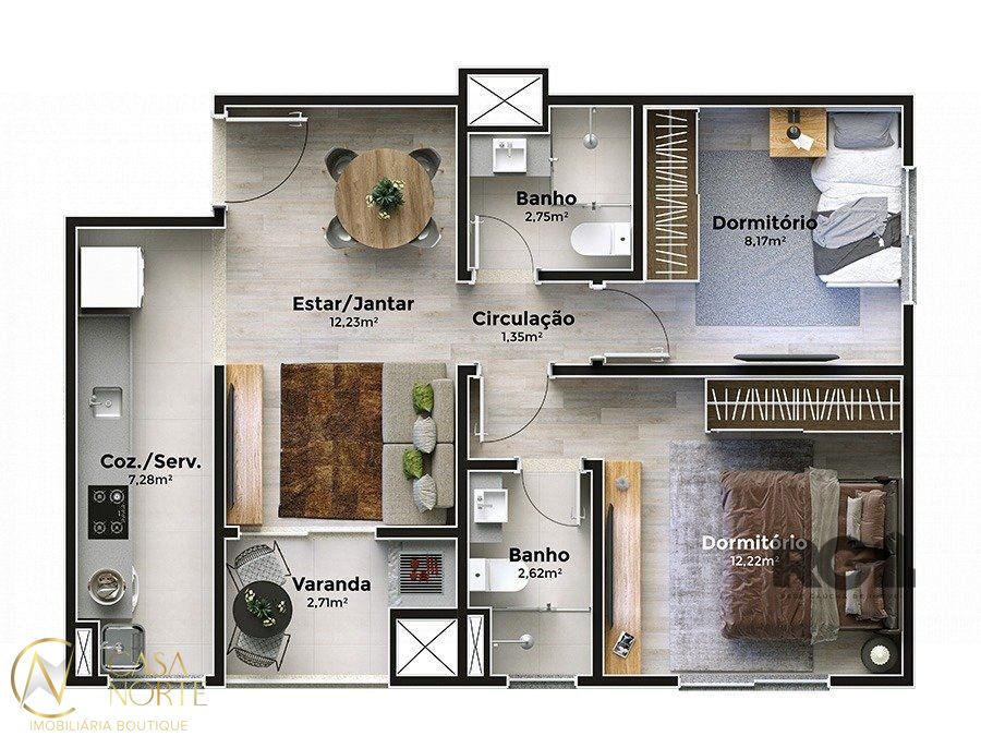 Apartamento à venda com 2 quartos, 57m², 1 suíte, 1 vaga, Rua Doutor Campos Velho no bairro Cristal em Porto Alegre