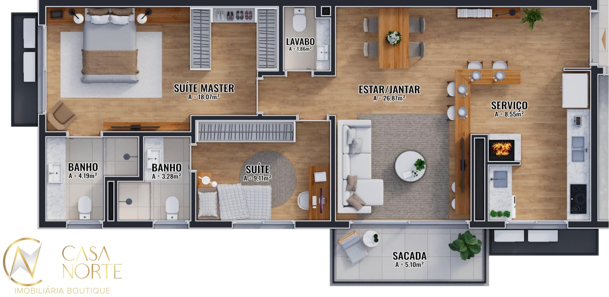 Apartamento à venda com 2 quartos, 96m², 2 suítes, 2 vagas, Rua José Gomes no bairro Tristeza em Porto Alegre