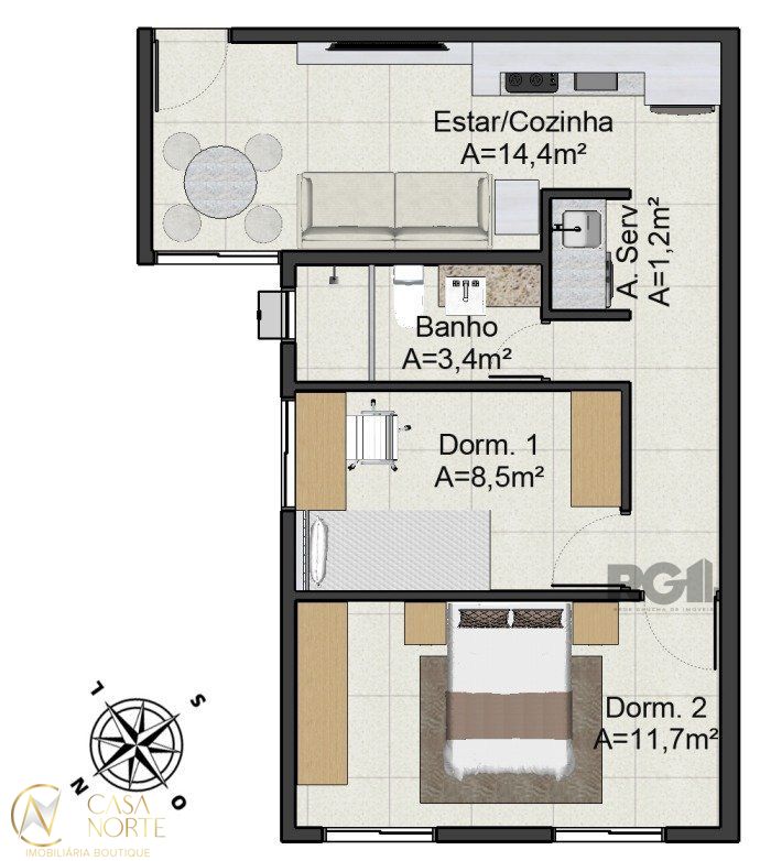 Apartamento à venda com 2 quartos, 48m², Rua Sarmento Leite no bairro Centro Histórico em Porto Alegre