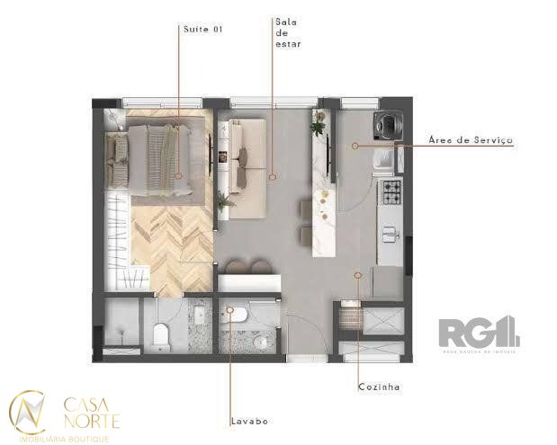 Apartamento à venda , 42m², 1 suíte, 1 vaga, Travessa Carmen no bairro Floresta em Porto Alegre