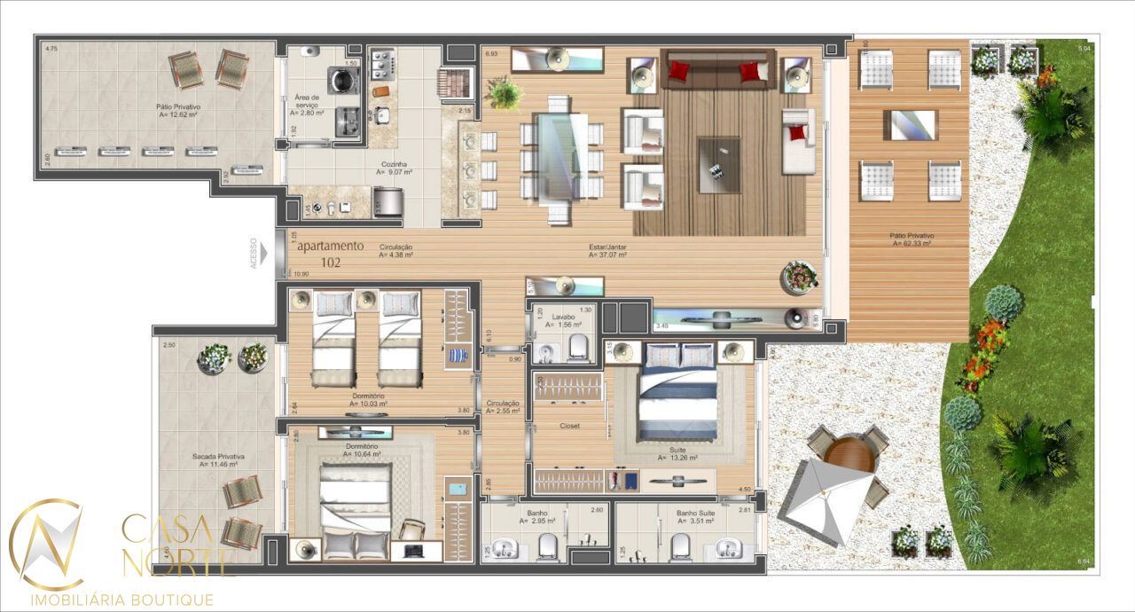 Apartamento Garden à venda com 3 quartos, 215m², 1 suíte, 2 vagas, Rua Miracema no bairro Chácara das Pedras em Porto Alegre