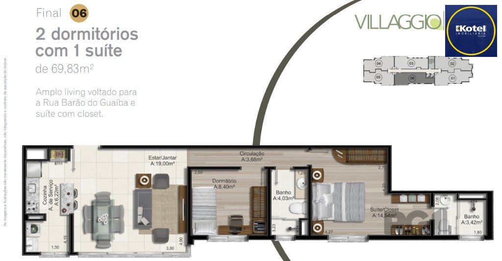 APARTAMENTO - 2 dorms. 1 vaga - 69,83 m² - MENINO DEUS