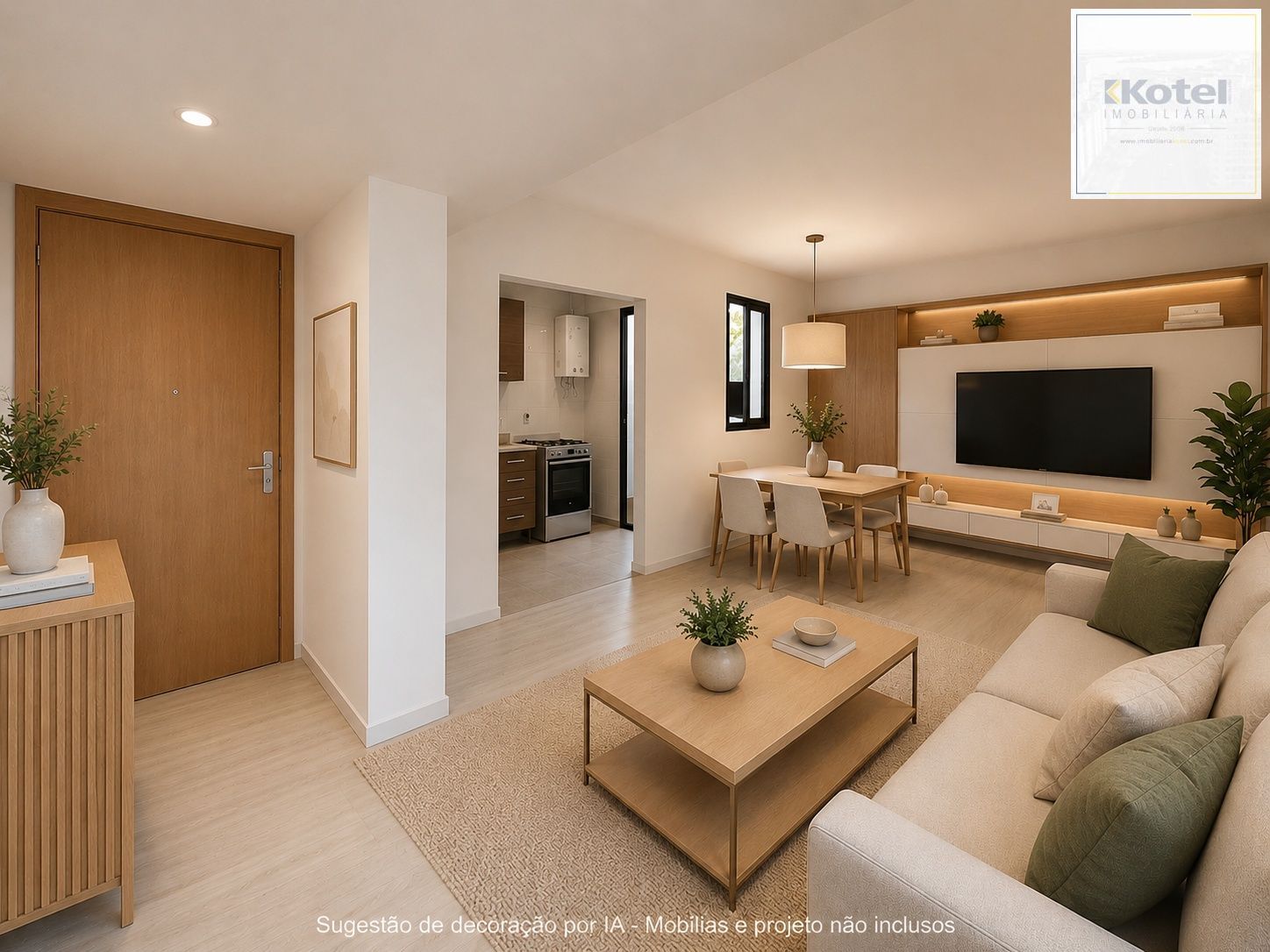 Sugestão de decoração por IA - mobílias e projetos não inclusos.