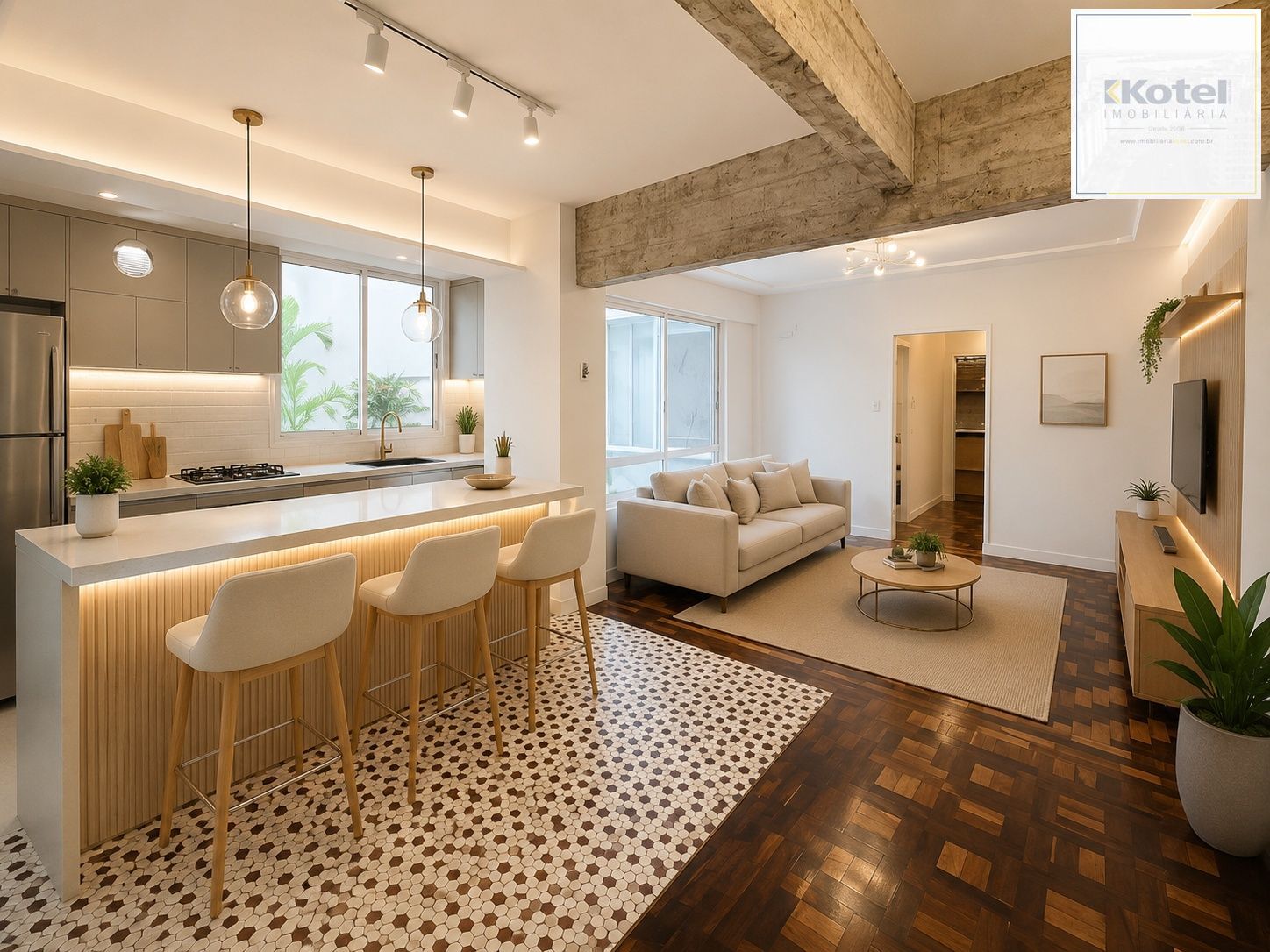 Sugestão de decoração por IA. Mobílias e projeto não inclusos.