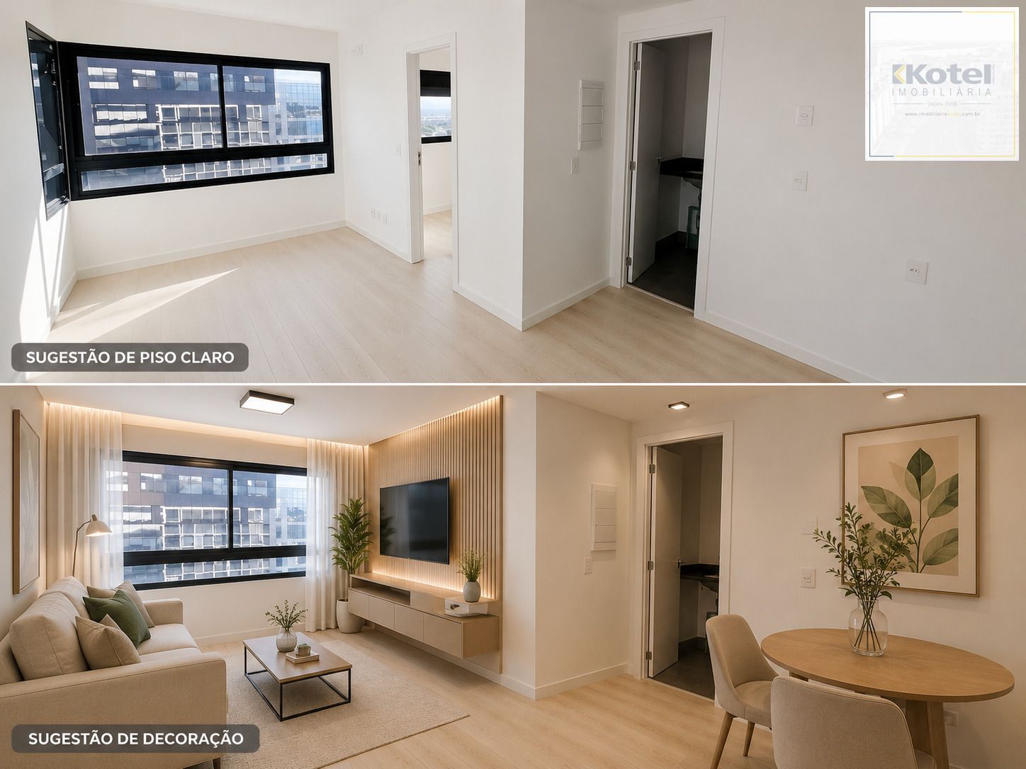 Sugestão de decoração por IA - mobilia e piso não inclusos.