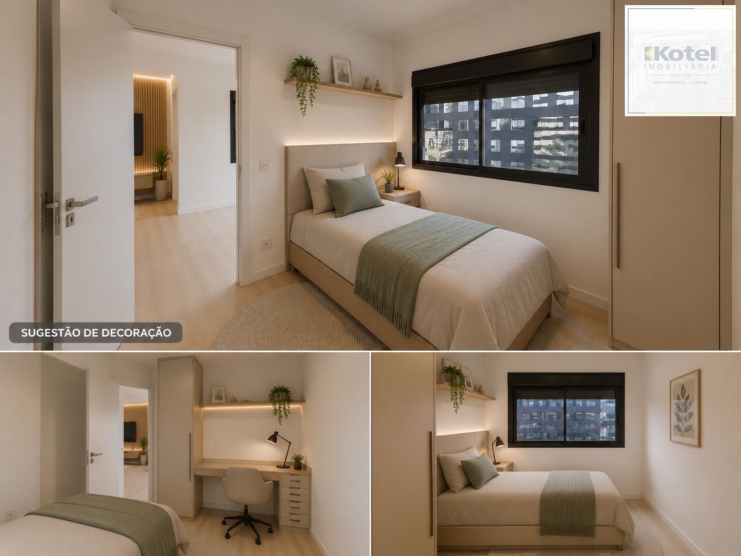 Sugestão de decoração por IA - mobilia e piso não inclusos.
