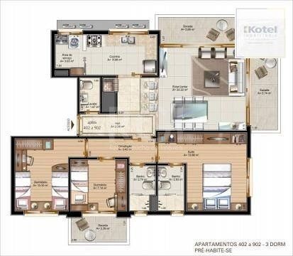 Apartamento para Venda - 119.23m², 3 dormitórios, sendo 1 suites, 1 vaga - Petrópolis — foto 2
