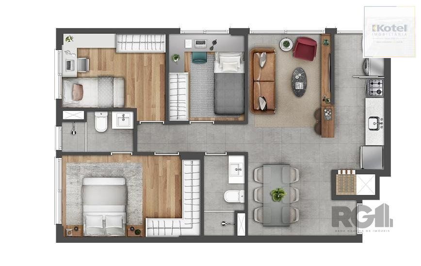 apartamento - 3 dormitórios. - 1 vaga - 70,05 m² - Jardim do Salso — foto 4