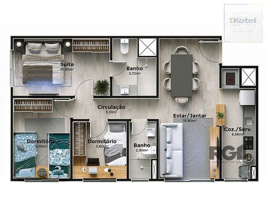 Apartamento 3 quartos à venda, 71m², Cristal - Porto Alegre — foto 2