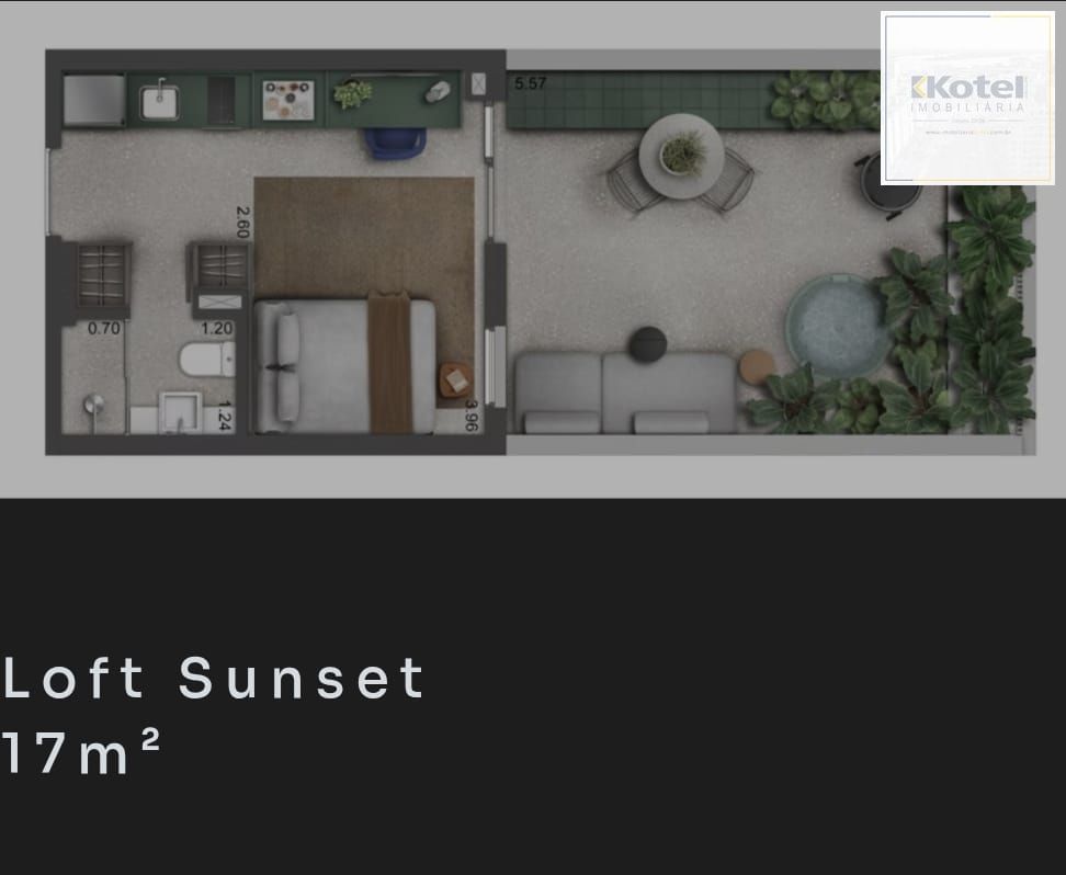Hola Sunset Lofts 1 dormitório infla completa 17,45m²