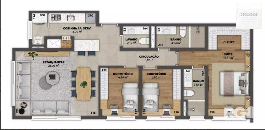 Apartamento 3 quartos à venda, 88m², Estância Velha - Canoas
