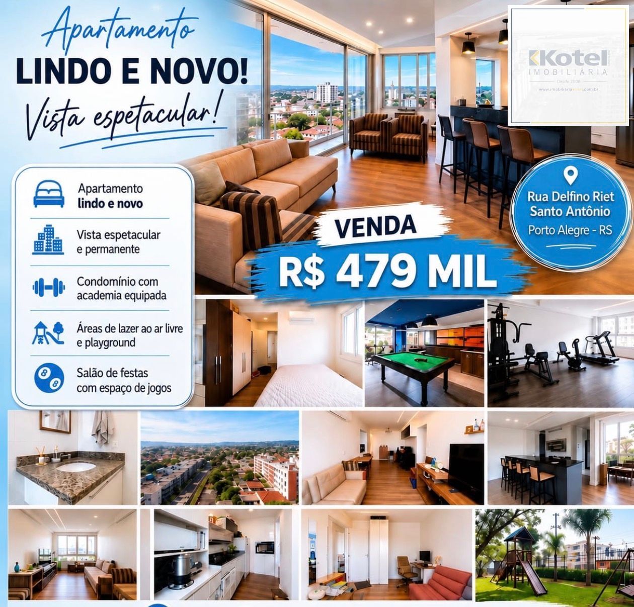 Apartamento 2 dormitório 2 vagas coberta Bairro Santo Antônio Porto Alegre