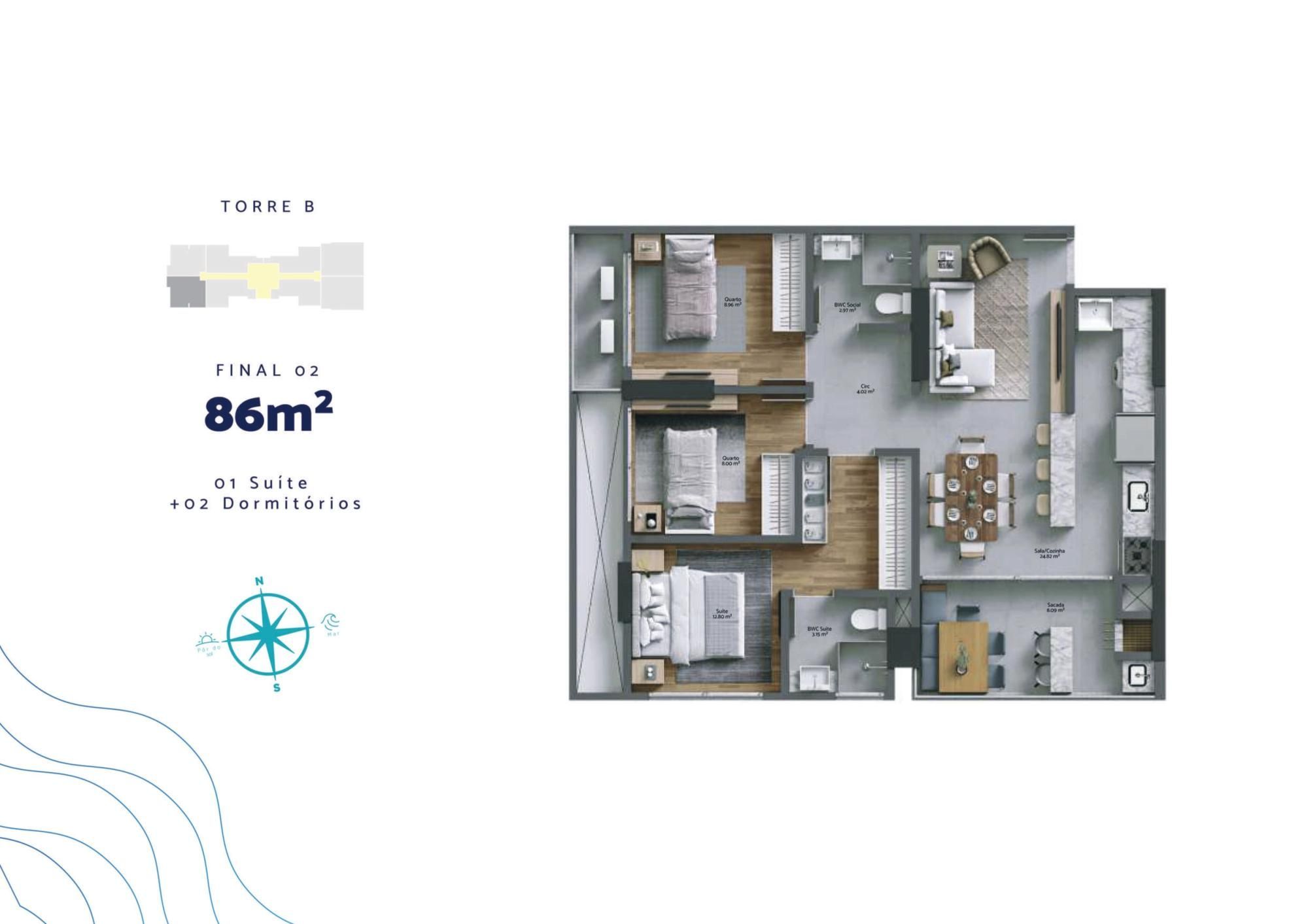 TORRES DA BRAVA - APARTAMENTO MODERNO COM EXCELENTE LOCALIZAÇÃO E LAZER COMPLETO