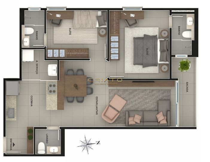 Apartamento à venda com 2 quartos, 77m² - Foto 3