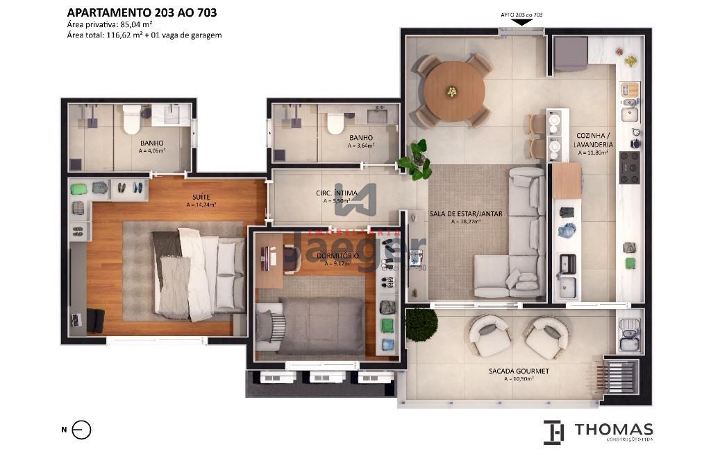 Apartamento à venda com 2 quartos, 85m² - Foto 2