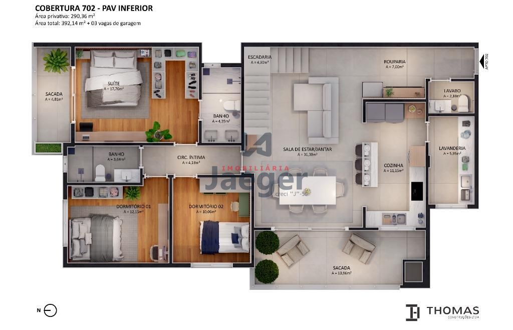 Cobertura à venda com 3 quartos, 290m² - Foto 1