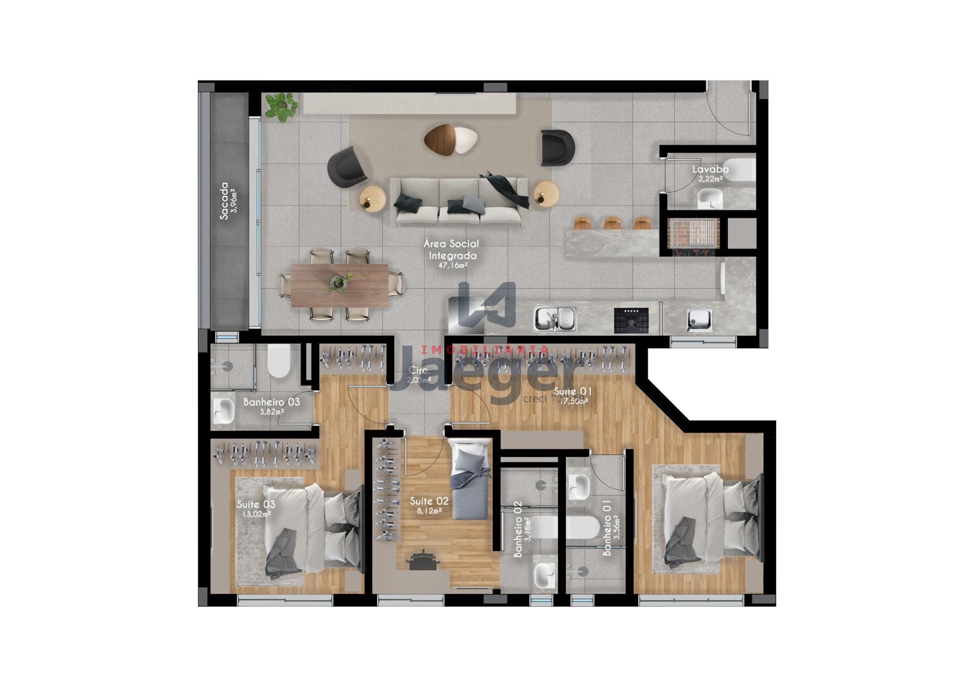 Apartamento à venda com 3 quartos, 125m² - Foto 7