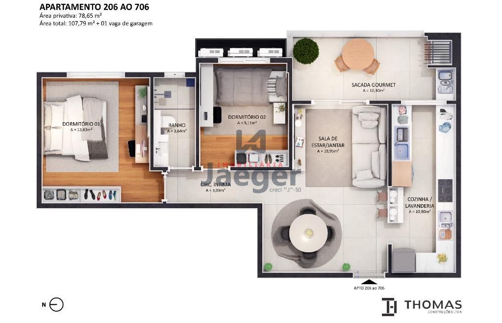 Apartamento à venda com 2 quartos, 78m² - Foto 2